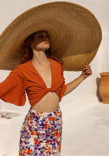 Φούστα floral με σούρες