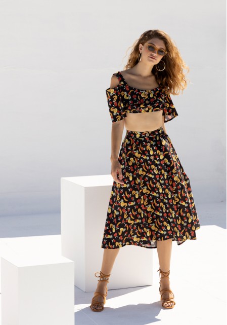 Σετ φούστα με crop top midi