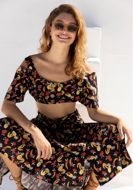 Σετ φούστα με crop top midi