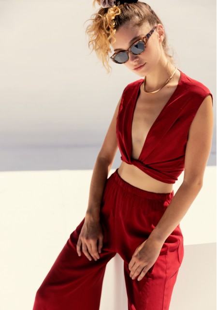Σετ παντελόνα με crop top