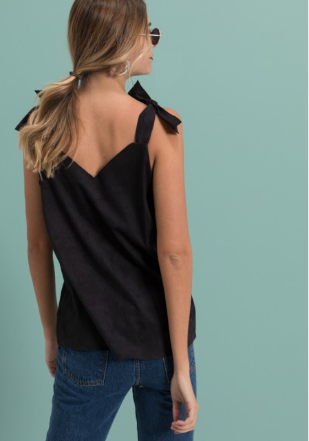 Μαύρο suede top