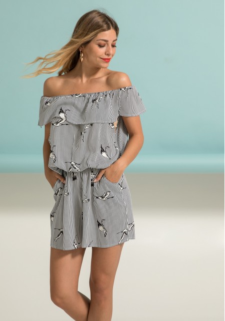 Off shoulder ολόσωμο σορτς