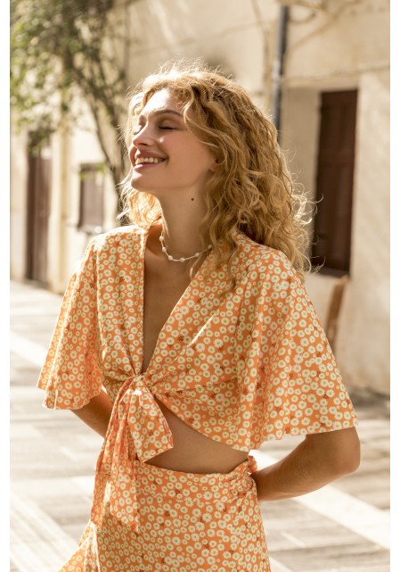 Σετ φούστα με crop top floral